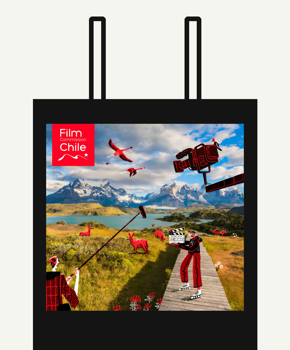 Tote bag printed in-house for ProChile and Film Commission Chile
